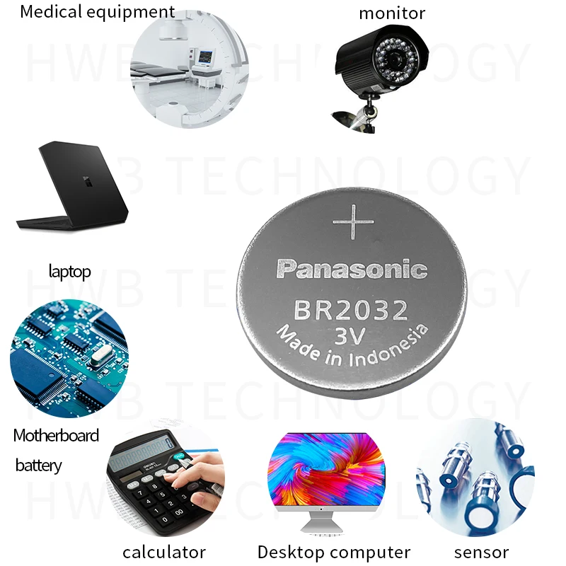 2 шт. аккумулятор для Panasonic 3V BR2032 батареи BR 2032 высокотемпературная кнопка батареи для монет