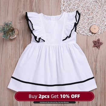 

Girls College style Dress 2020 Summer Kids Sleeveless Back Button Princess Dresses Children Clothing Girls Dress For 3-7Y