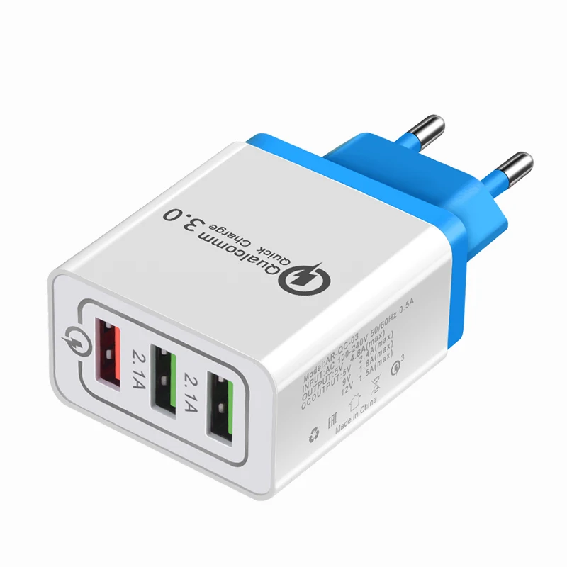3а Быстрая зарядка 3,0 USB зарядное устройство QC3.0 QC 4,0 Быстрая зарядка мульти зарядное устройство для мобильного телефона для Sam-sung Xiao-mi - Тип штекера: blue