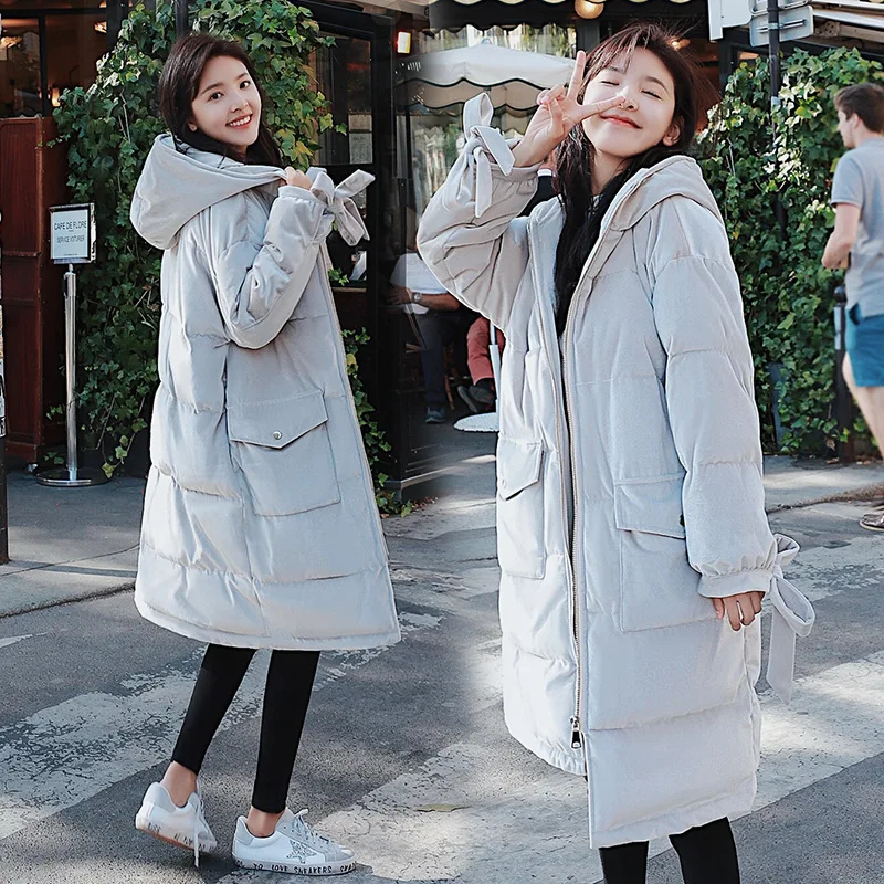 

Cotton Coat Women's Mid-length 2018 Winter New Style Korean-style Loose-Fit INS Thick Gold Velvet Cotton-padded Clothes BF Stude