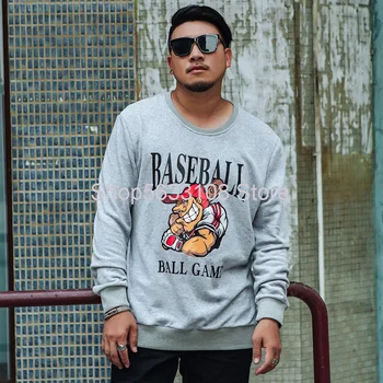 

W1509 Sweater Big Size Men's Wear Men Cartoon Leisure Printing Round Neck None Thick Cap T Shirt Plus Fat Plus