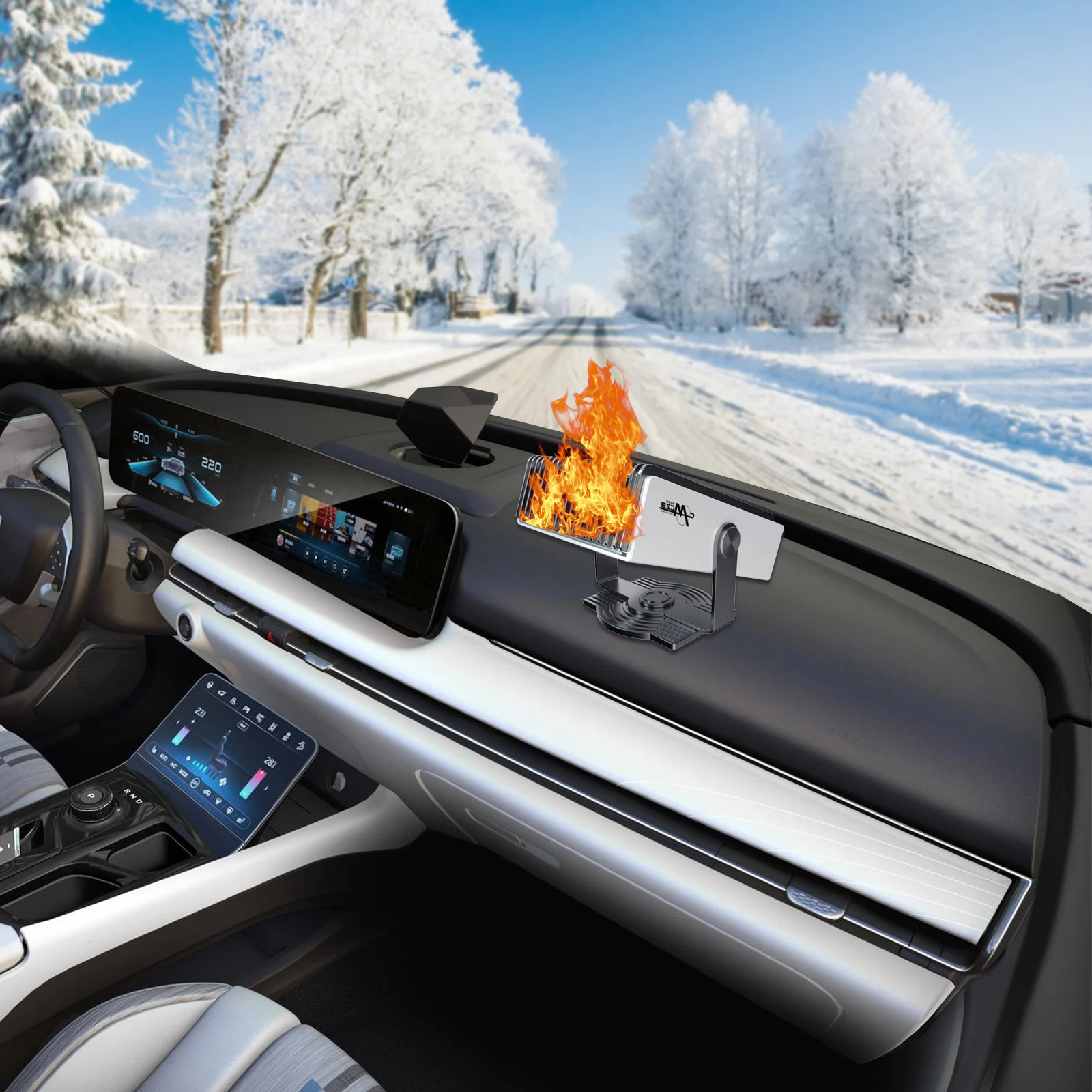 

4 In 1 Auto Electric Heater Car Heater 12/24V Portable 360 Adjustment Cooling Fan Air Purifier Windscreen Defogging Defrost