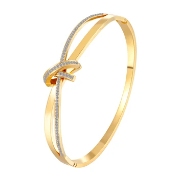 

Luxury Brand Jewelry Gold Over Cross Bracelet Love Knot Bangle Bracelet For Women Bracelets Bangles Forever Love Jewelry Gift