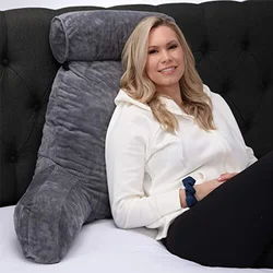 Adult Pillow with Shredded Memory Foam Backrest Sofa with Arm Pockets Back Support Pillow for Bed Reading Christmas Gift