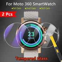 2 uds para Moto 360 III ver 1st 2nd 3rd generación 42 46 mm HD claro/Anti luz púrpura 9H Protector de pantalla de vidrio templado de cine