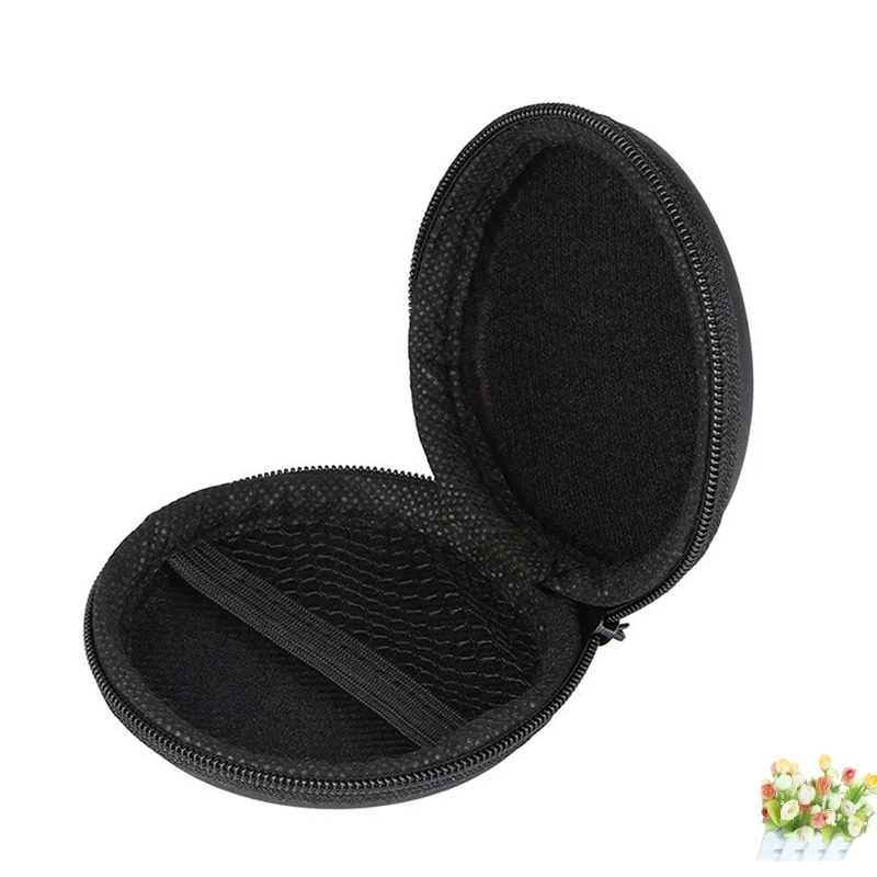 portable Black Fiber Zipper Headphones Card Hold box Carry Bag Earphone Earbuds Hard case Storage Carrying Pouch bag | Электроника