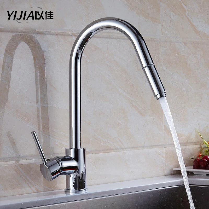 

Bright chrome Bathroom Basin Faucet 360 Rotatable Kitchen Sink Hot And Cold Single Handle Faucet Spout Mixer Tap Deck Mounted
