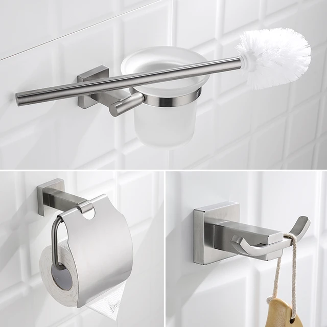 Bathroom Towel Rack Toilet Paper Holder Sets - Brushed Bathroom Accessories  Set - Aliexpress