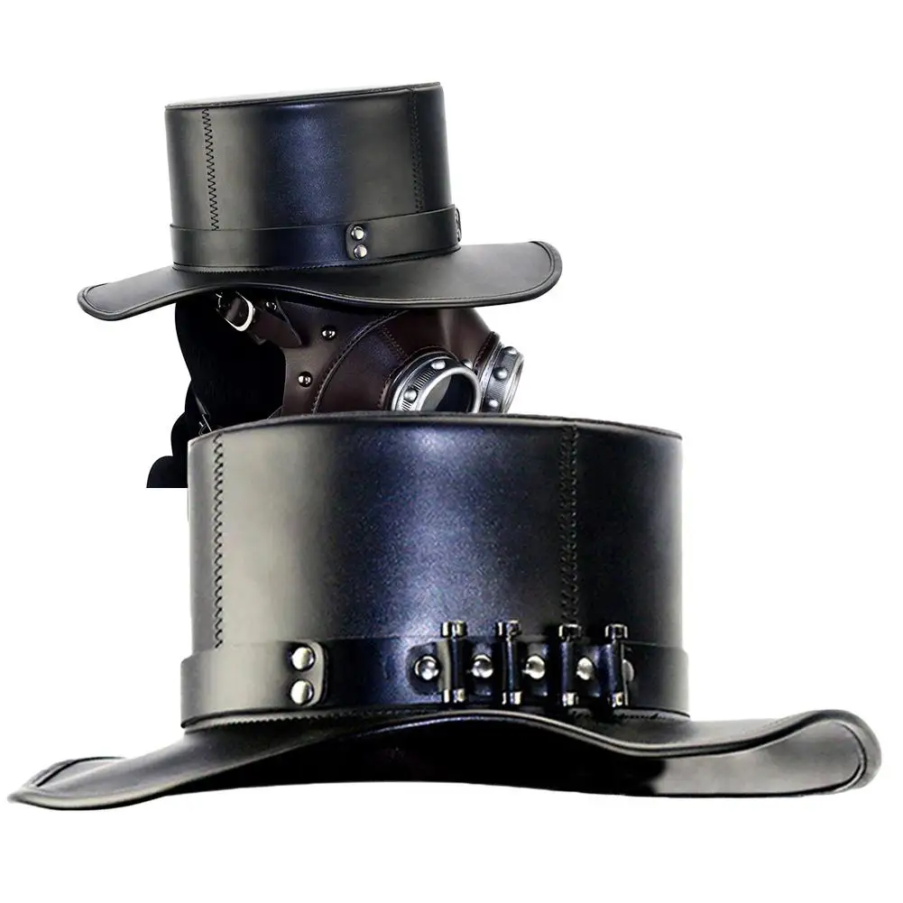faux leather top hat