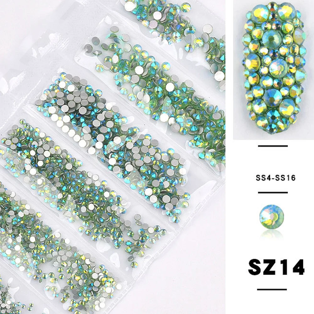 ALR10048-014 Стекло бриллиантами SS4-SS16 микс Размеры ногтей Стразы для 3D ногтей Стразы украшения Драгоценные камни 1124 шт./пакет - Цвет: ALR10048-014
