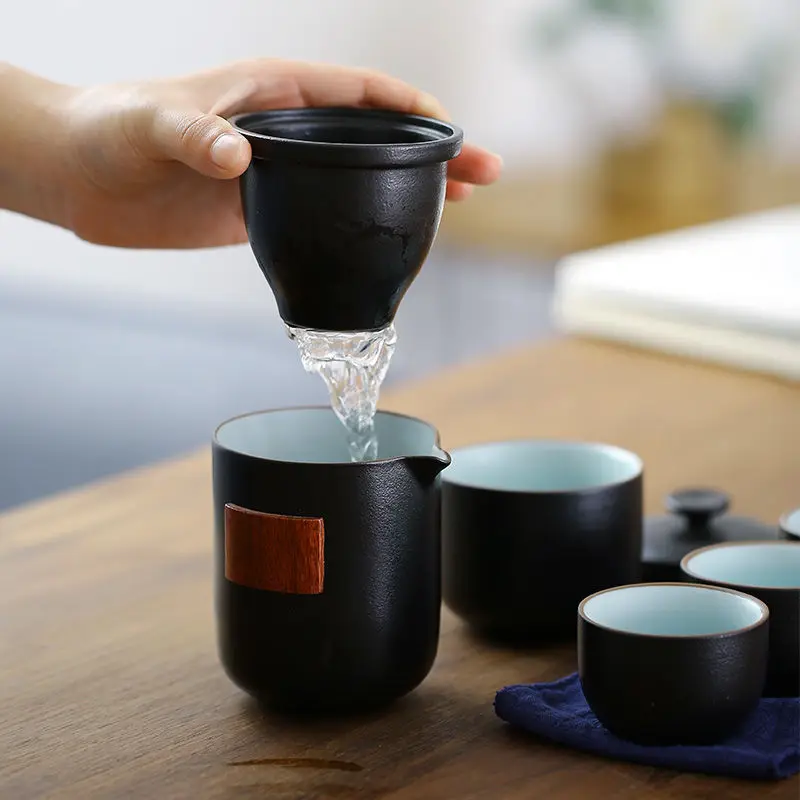 

Ceramic Teapot One Pot Four Cup Outdoor Travel Kung Fu Teapot Tote Bag Travel Cup Set Tcup Gift Tea Set Chinese Tea Set Designer