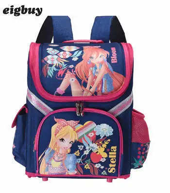 B winx Школьный рюкзак для девочек с кошкой и бабочкой в сложенном виде, ортопедические рюкзаки для детей, школьные сумки для книг, детские сумки для девочек, Mochila мешок Infantil - Цвет: B winx