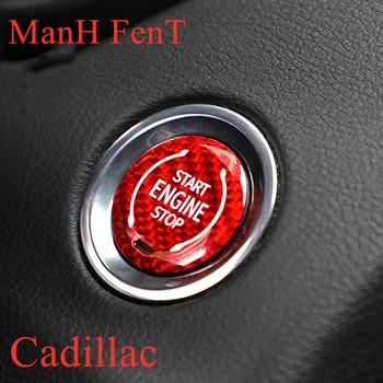 

ManH FenT For Car Cadillac XT4 XT6 CT5 Real Carbon Fiber Star Stop Engine Push Button Ignition Switch Decoration Sticker Cover