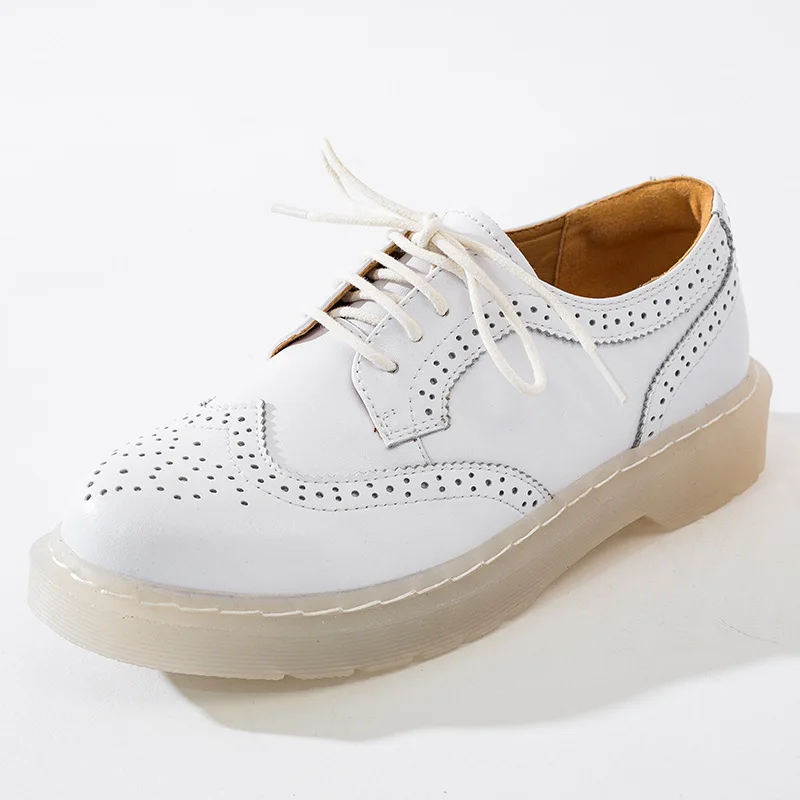 without plush white TIMETANG2019New/британский стиль; женские оксфорды; сезон осень-зима; на шнуровке; резьба Буллок; Туфли-Дерби из натуральной кожи с острым носком; E1169 - Цвет: without plush white