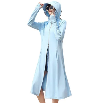 

Sun protection clothes women summer long coat hooded anti-ultraviolet breathable ice silk cycling sun protection outerwear 3381