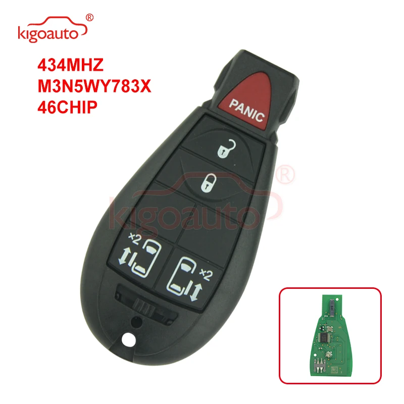 Kigoauto #8 M3N5WY783X Fobik Key Remote Key Fob 434Mhz 4 Button With Panic For Chrysler Dodge Jeep 2008-2012