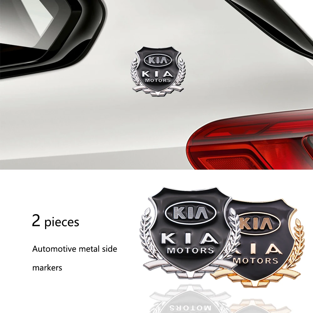 2pcs 3D Metal Car Styling Side Door Badge Stickers Side Window Emblem Decals For KIA