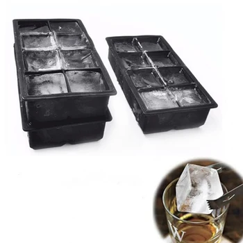 

1pc New Hot Food Grade Silicone Ice Tray Mould Black Big Cube Giant Large Silicone Ice Cube Square Eco-Friendly Tray Mould