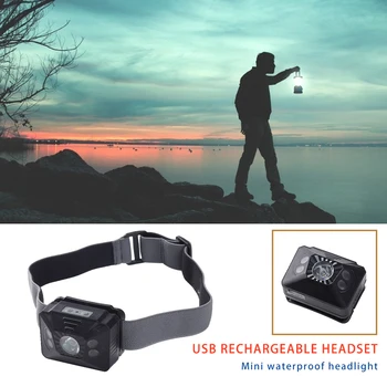 

Hiking Night Headlamp Waterproof Camping USB Fishing Flashlight Hand Wave Rechargeable Head Light for Fishing Supplies