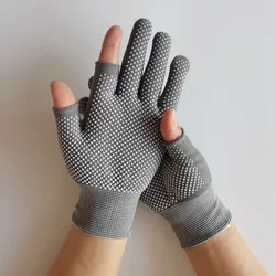 Nylon Dispensing Fingerless Gloves Show Two Fingers Breathable Bead Driving Men Women Touch Screen Non Slip Half Finger Gloves