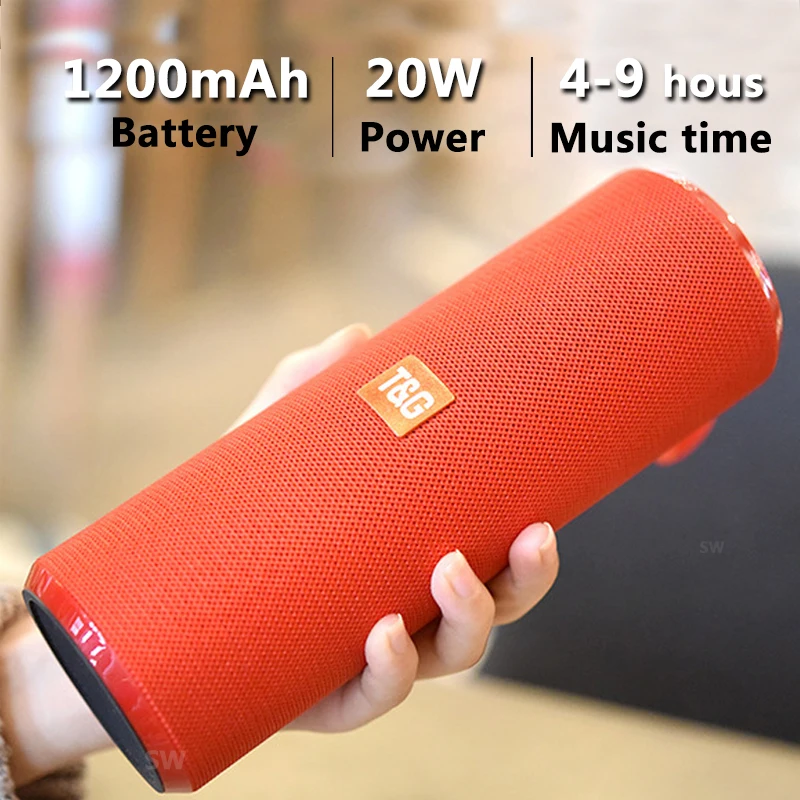 Цилиндрическая Bluetooth-Колонка TG126 мощностью 20 Вт портативная уличная Беспроводная