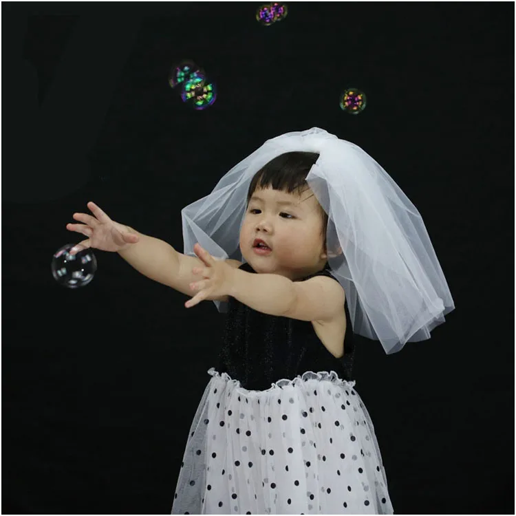 White Ivory Kid Girls First communion Veils Two Layer Wedding Flower children veil Voile Mariage Fille velos de novia