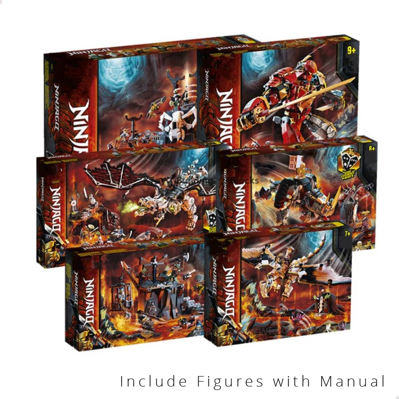 Ninjagoed 2020 Skull Sorcerer Dungeon and Wu Battle Dragon Fire Stone Mech Mino Creature Season 12 13 Fly Building Blocks Bricks