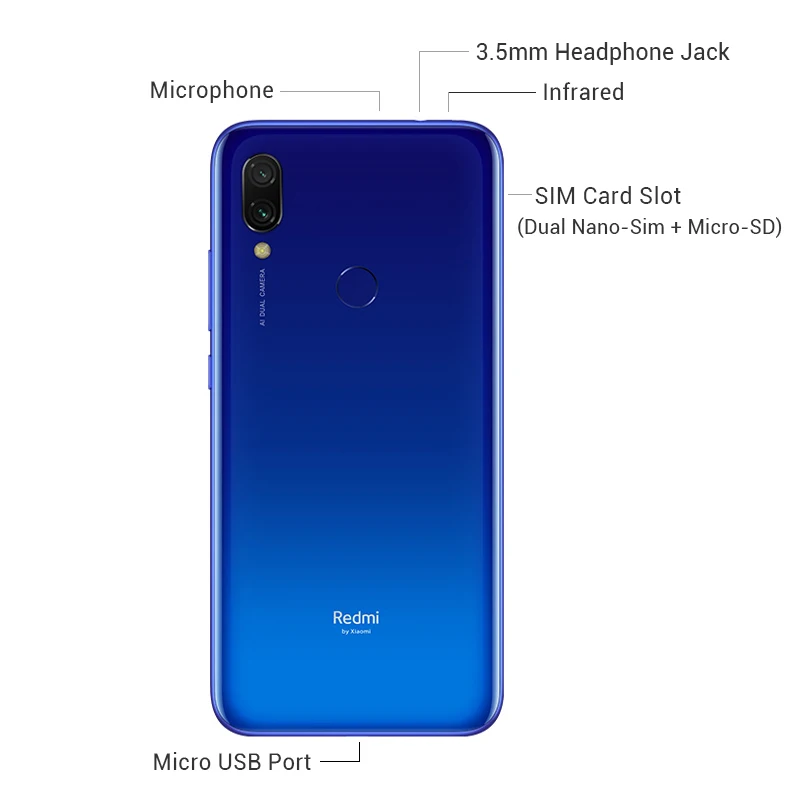 Оригинальный смартфон Xiaom Redmi 7 с глобальной прошивкой 4 Гб ОЗУ 64 ПЗУ 4000 мА/ч Spnadragon
