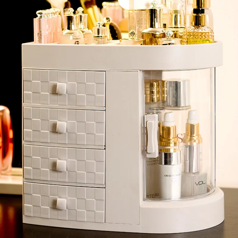 

European-style cosmetic storage box desktop dust-proof household transparent bathroom drawer skin care product rack LB40107