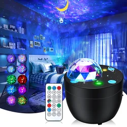 Projecteur LED produisant l'image d'un ciel étoilé, d'une galaxie et des vagues de l'océan, avec lecteur de musique et télécommande, luminaire rotatif, idéal pour la chambre d'un enfant 