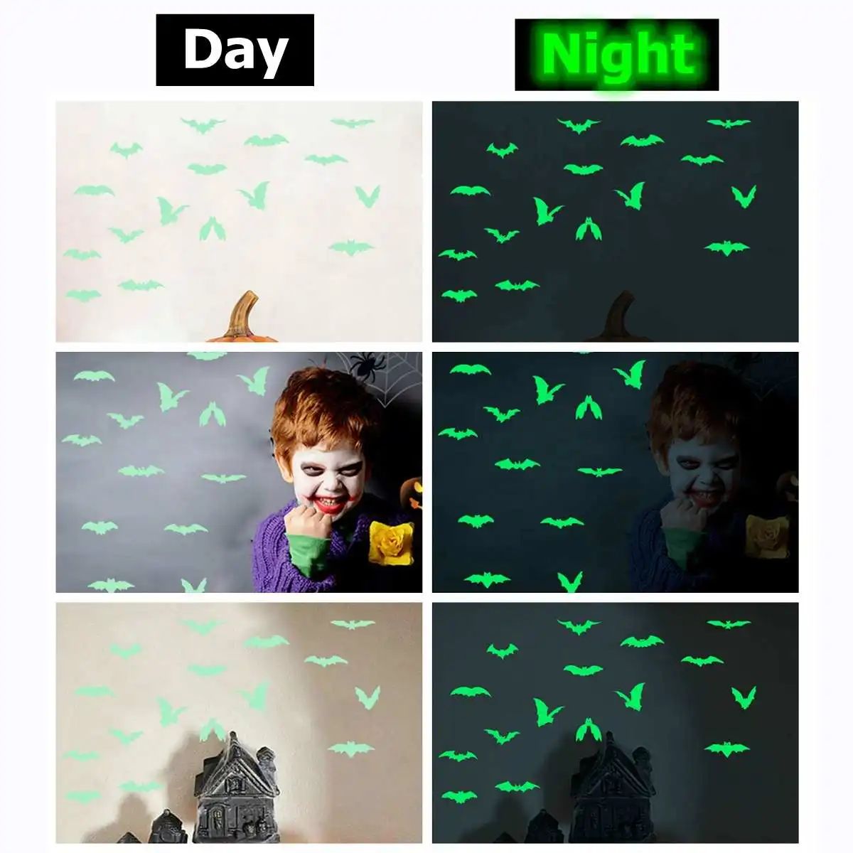 3D летучая мышь Светящиеся Настенные наклейки поделки ПВХ легко удаляемая наклейка украшение дома Хэллоуин кровать Гостиная ТВ украшение на стену