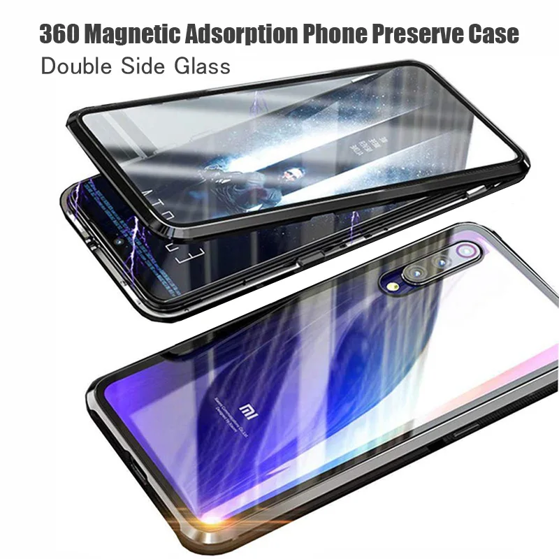 Двухсторонний чехол с магнитной адсорбцией на 360 градусов для Xiaomi 9 9T Pro CC9 CC9E