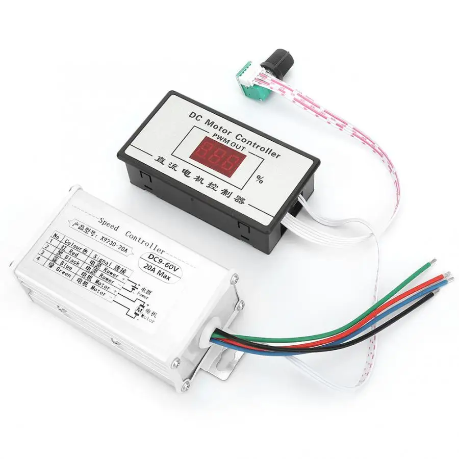 DC 20A цифровой контроллер щетки двигателя 9~ 60V регулятор оборотов регулятор