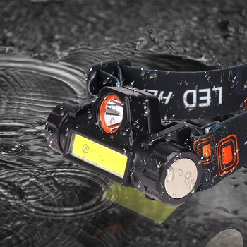 

6000LM XPE T6+COB LED Headlamp Rechargeable Head Lamp Waterproof Headlight Flashlight 6 Light Switch Modes USB Charging Camping