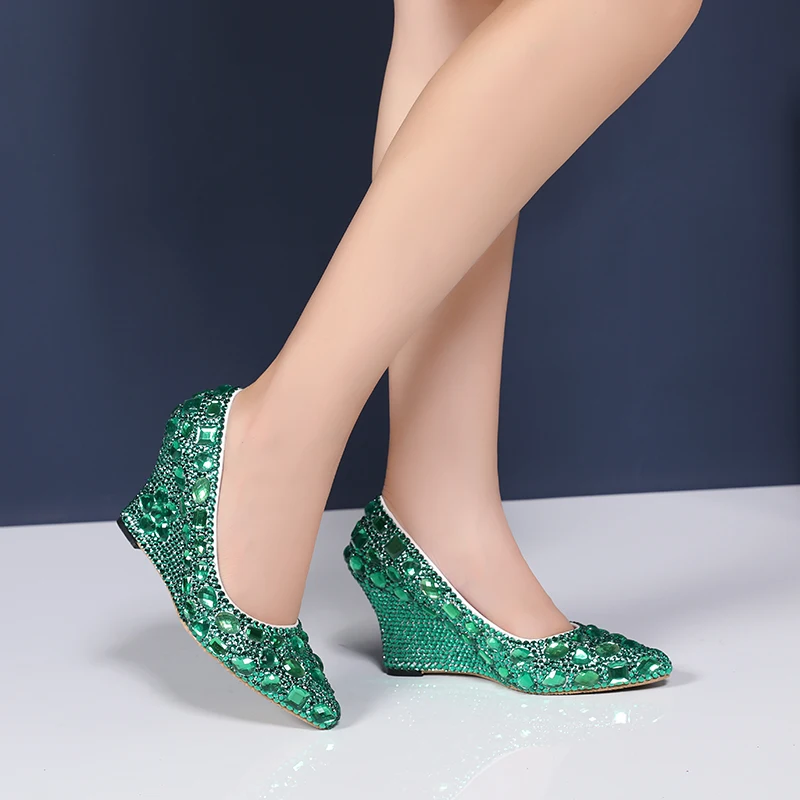 Women's shoes 2020 spring 8cm slope high heels women's pointed solid color women's shoes women's wedding elegant shoes