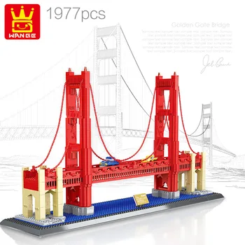 

WANGE 1977PCS 6210 Bridge Model Toy Birthday Gift City View GOLDEN BRIDG OF UNITED STATES Characteristic Building Blocks Bricks
