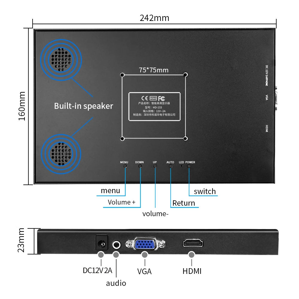 11.6 ޴ HD IPS lcd ÷ 1080P ̹ , PS4 ġ, VGA HDMI 10.1 ġ ǻ 