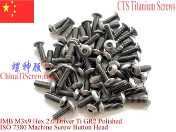 

Titanium screw M3x9 ISO 7380 Button Head Hex 2.0 Driver Ti GR2 Polished 25 pcs