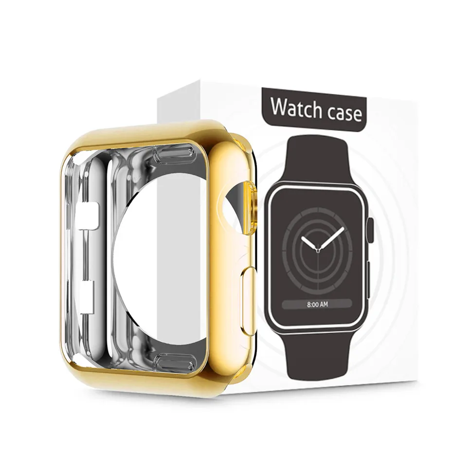Защитный чехол из мягкого силикона для Apple Watch 40 мм 44 мм iWatch серии 1 2 3 4 42 мм 38 мм - Цвет: Golden boxed