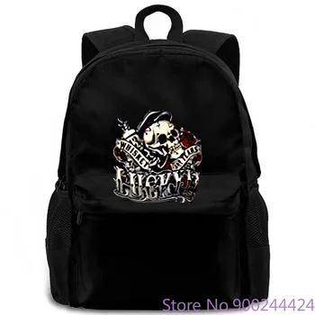 

Authentic LUCKY 13 Whiskey and Tears Skull Rockabilly NEW Newest Stranger Things women men backpack laptop travel school