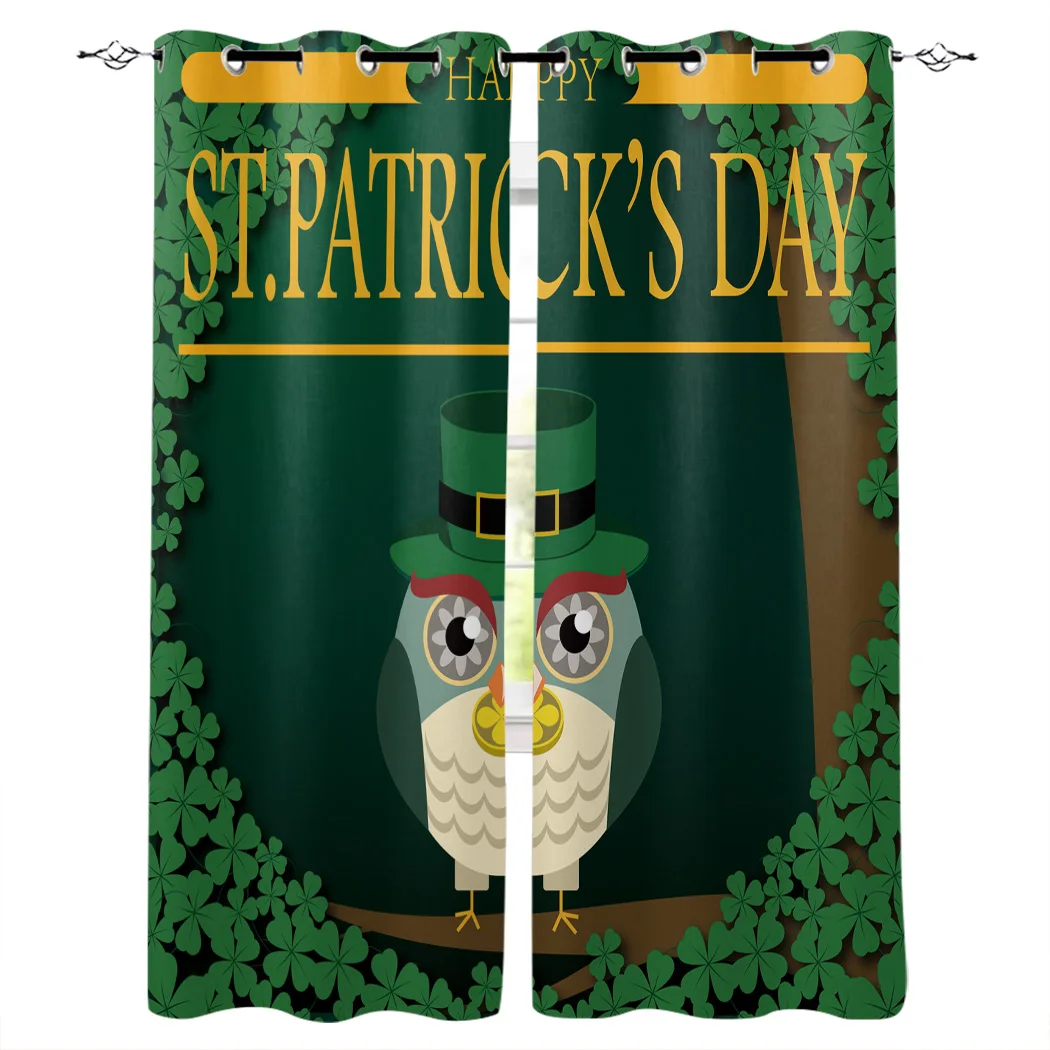 

Four-Leaf Owl Curtains Window Living Room Curtains Kitchen Indoor Window High Blackout Curtain Thick