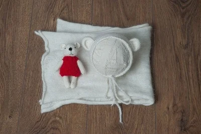 bear hat wrap Jane Z Ann, вязаная кукла-снеговик ручной работы для новорожденных, шляпка, обертывания, реквизит для фотосъемки, аксессуары для студийной съемки - Цвет: bear hat wrap