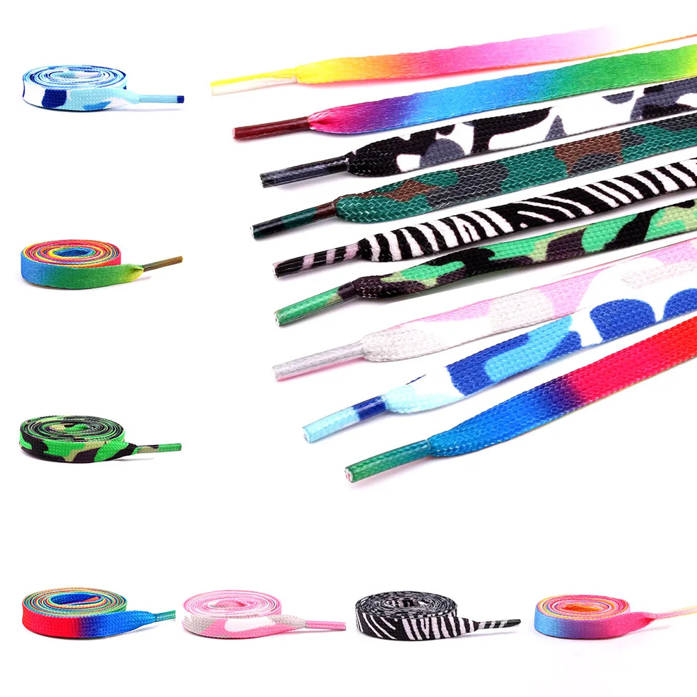 

1 Pair Rainbow Shoelaces Colorful Flat Candy Color Gradient Changing Colors Shoe Laces Party Camping Boots Shoelace