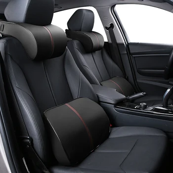

Car Waist Pillow Lumbar Support Memory Foam Artificial Leather Auto Seat Back Cushion Driver Spine Pain Pillows