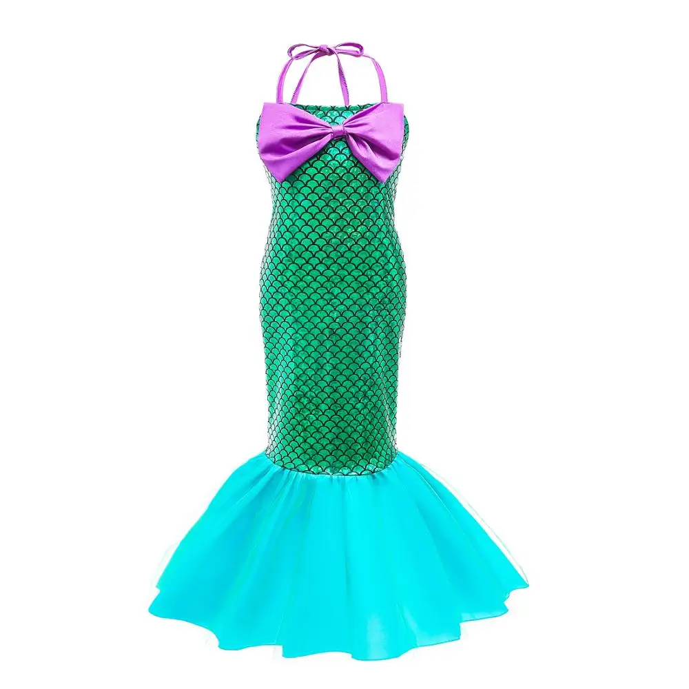 Детское платье Ариэль на день рождения, костюмы русалки, нарядное платье на Хэллоуин, вечерние платья Русалочки для принцессы в стиле Ариель, юбка-пачка для танцев - Цвет: Dress Only