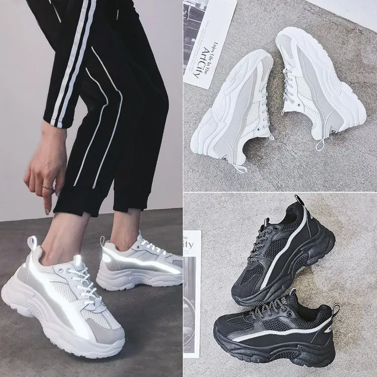 

2019 new women's sneakers Korean version of the wild casual reflective Harajuku luminous student running shoes
