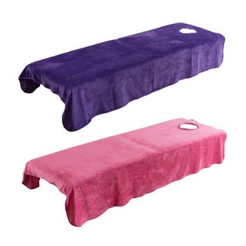 

2pcs Spa Massage Couch Sheet Cosmetic Table Bed Cover with Face Breath Hole, 120x190cm