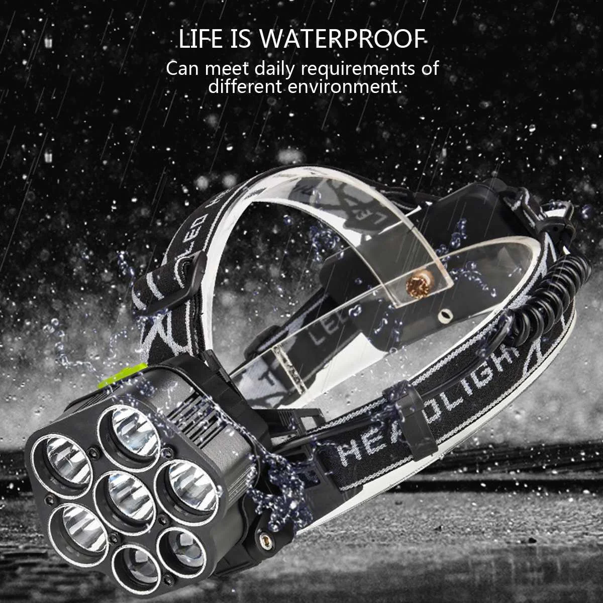 

7LED 800LM Headlamp Headlight Head Flashlight Torch Forehead USB Rechargeable Head Lamp Fishing Headlight Flashlight