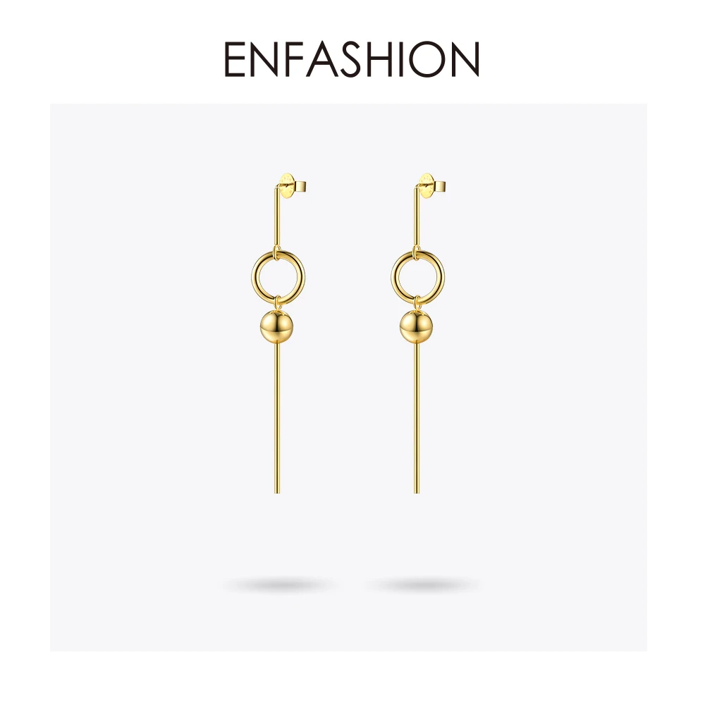 Enfashion, геометрические Длинные круглые висячие серьги в горошек, золотые полимерные серьги, висячие серьги для женщин, ювелирное изделие brinco