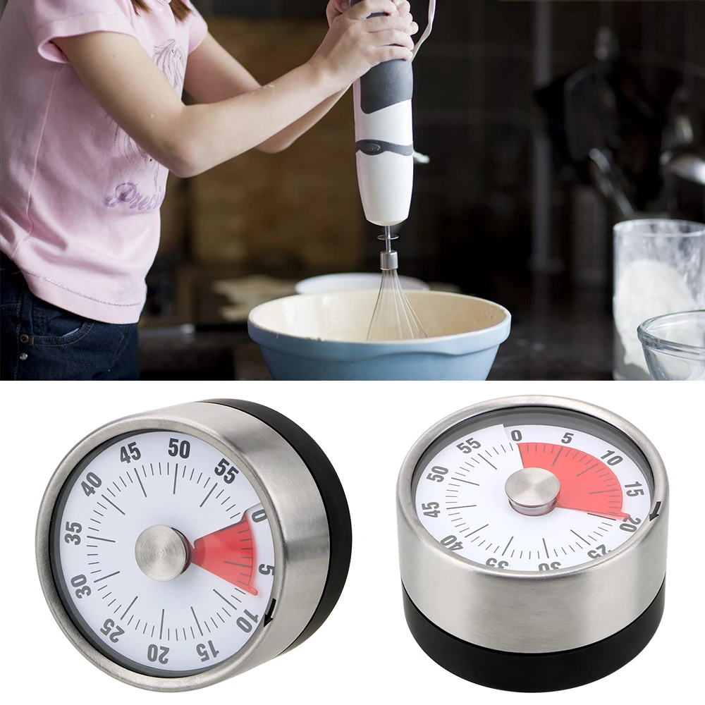 Kitchen Timer Time Reminder 60 Minutes Magnet Round Shape  Kitchen Tools Countdown Alarm Reminder Mechanical Cooking  Timer